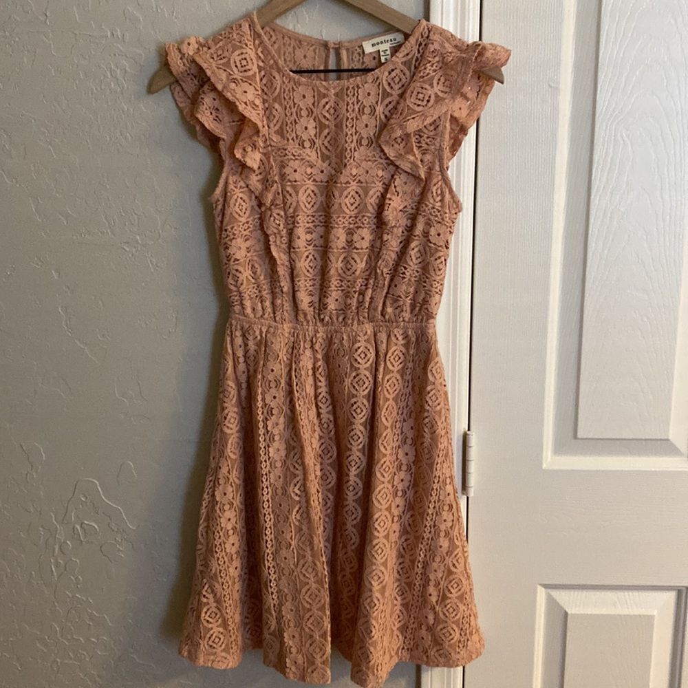 Monteau Mauve Lace Sleeveless Dress Size Small